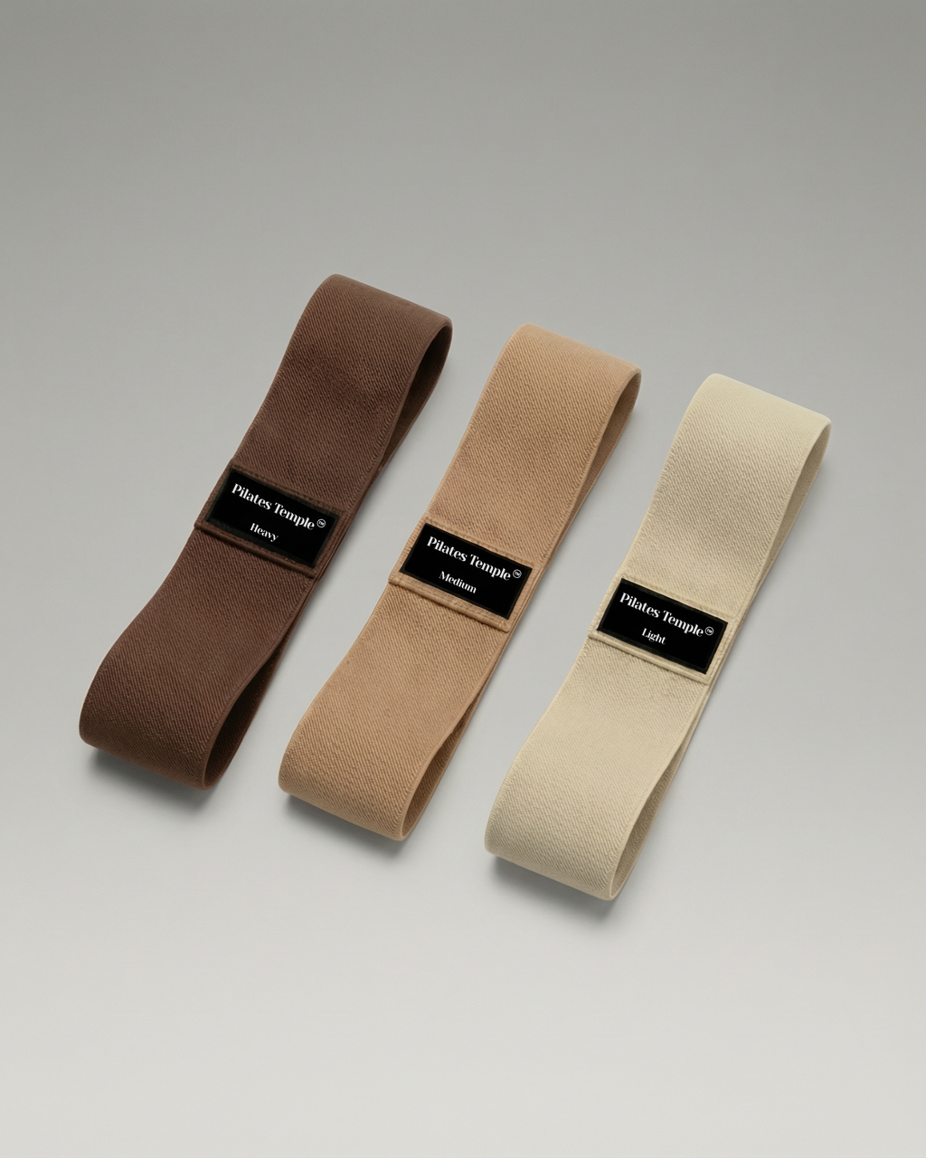 #color-Brun Set de 3 bandes de résistance Pilates Couleur (Léger, Moyen, Fort).