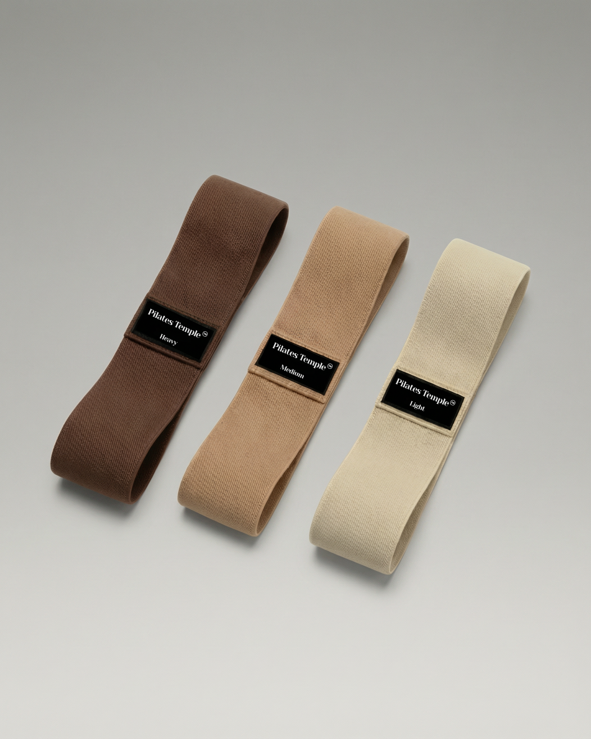 #color-Brun Set de 3 bandes de résistance Pilates Couleur (Léger, Moyen, Fort).