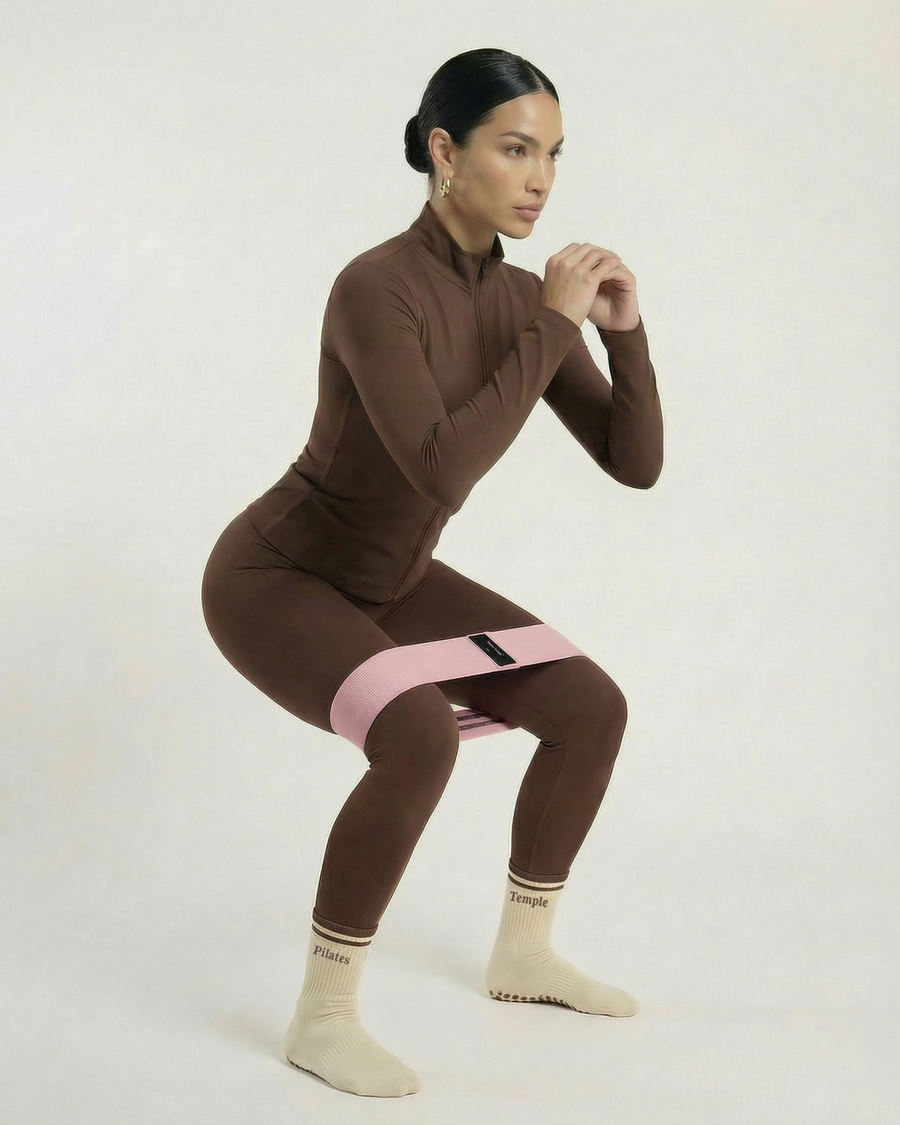 #color-Rose #color-Pink Renforcement des fessiers avec la bande élastique Pilates rose